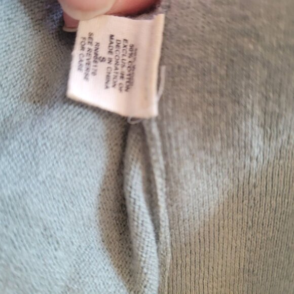 Moth Sage Green Button-Up Cardigan With Ruffle Trim & Tie Detail Womens S Cotton - Picture 6 of 8